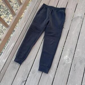 Southpole Black Jogger Sweatpants – Ribbed Knee Detail Fleece Sweatpants